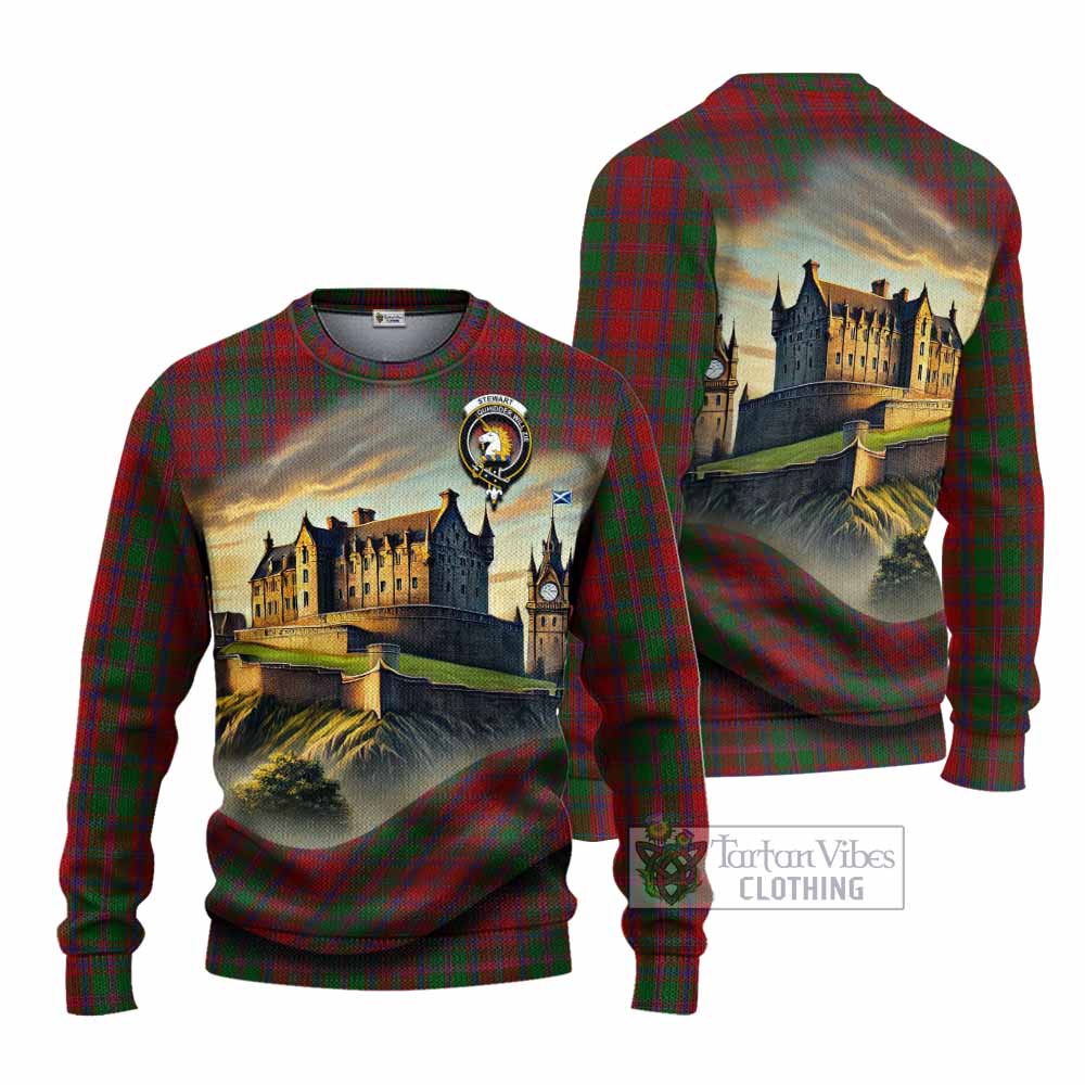 Tartan Vibes Clothing Stewart (Stuart) of Appin Tartan Family Crest Knitted Sweater with Scottish Ancient Castle Style