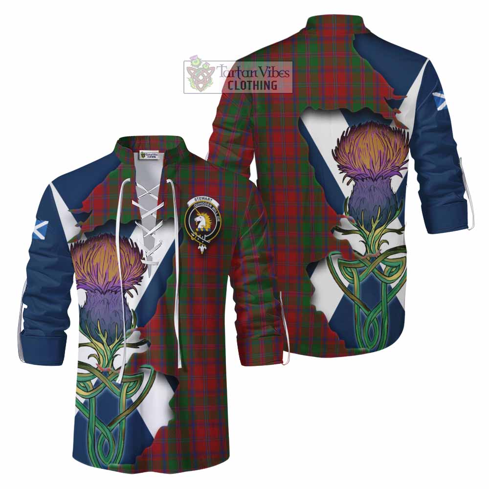 Tartan Vibes Clothing Stewart (Stuart) of Appin Tartan Family Crest Ghillie Kilt Shirt Scottish Thistle Celtic Inspired