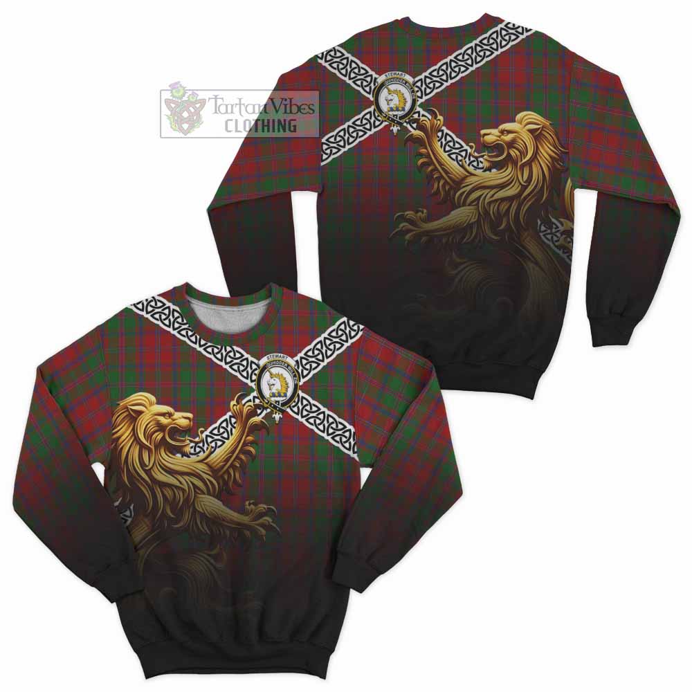 Tartan Vibes Clothing Stewart (Stuart) of Appin Crest Tartan Sweatshirt with Golden Lion Emblem Celtic Style