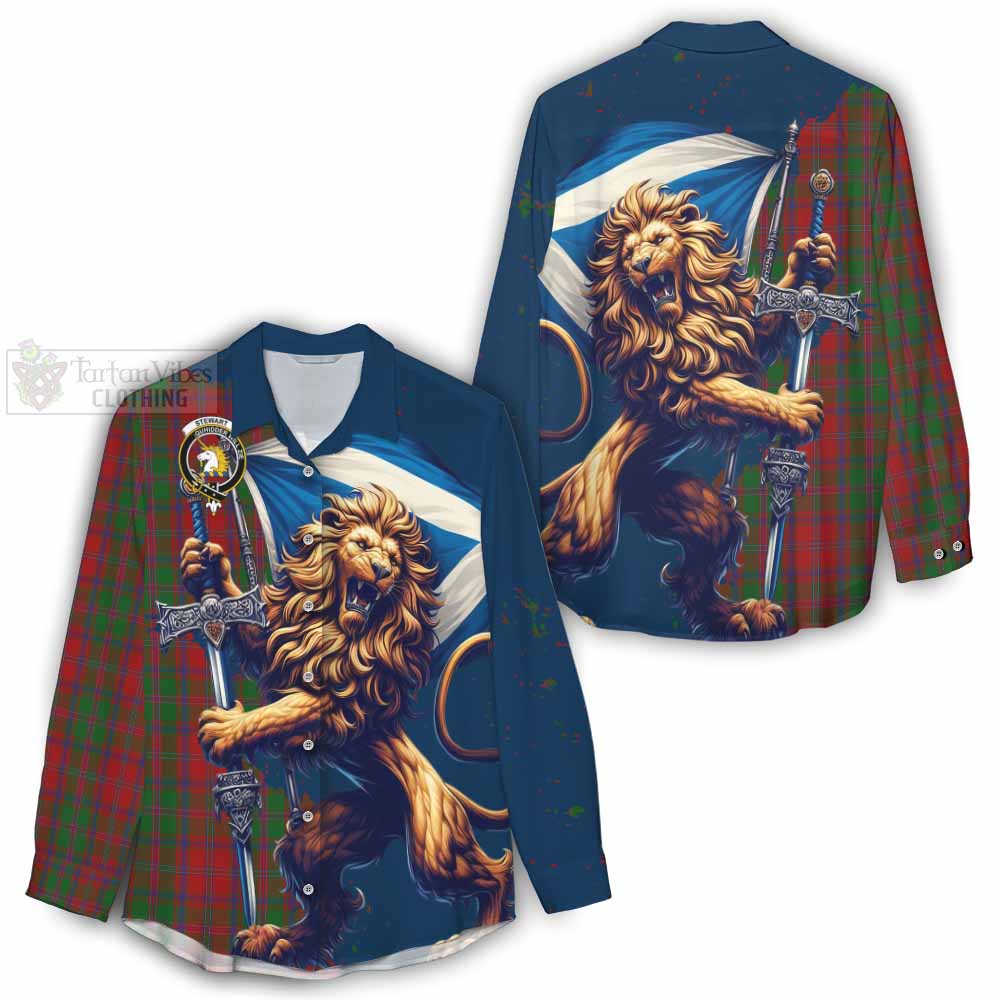 Tartan Vibes Clothing Stewart (Stuart) of Appin Tartan Family Crest Women's Casual Shirt with Scottish Majestic Lion