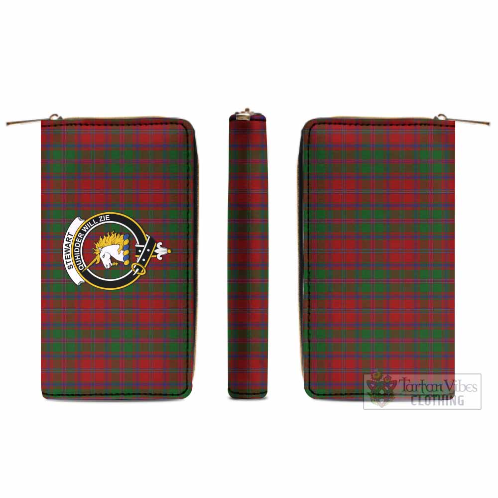 Tartan Vibes Clothing Stewart (Stuart) of Appin Tartan Women's Leather Wallet with Family Crest