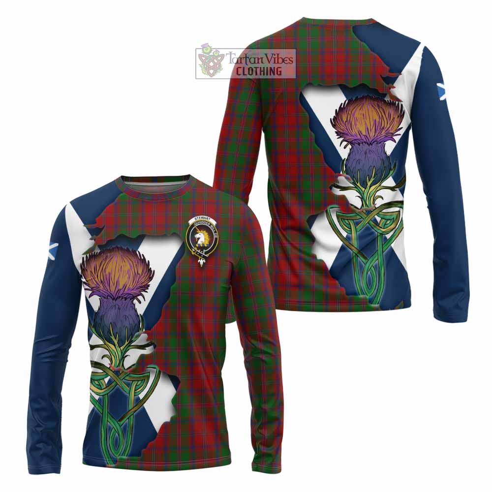 Tartan Vibes Clothing Stewart (Stuart) of Appin Tartan Family Crest Long Sleeve T-Shirt Scottish Thistle Celtic Inspired