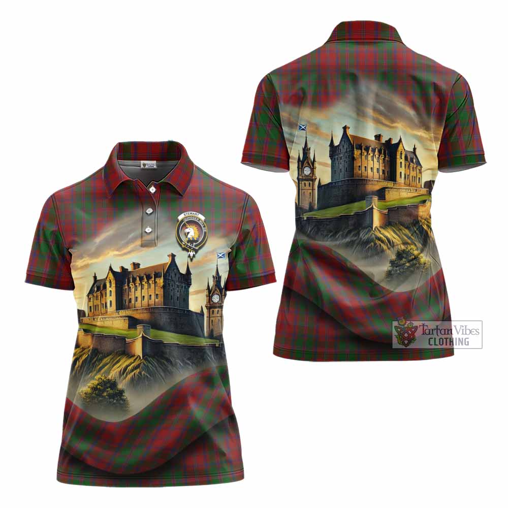 Tartan Vibes Clothing Stewart (Stuart) of Appin Tartan Family Crest Women's Polo Shirt with Scottish Ancient Castle Stype