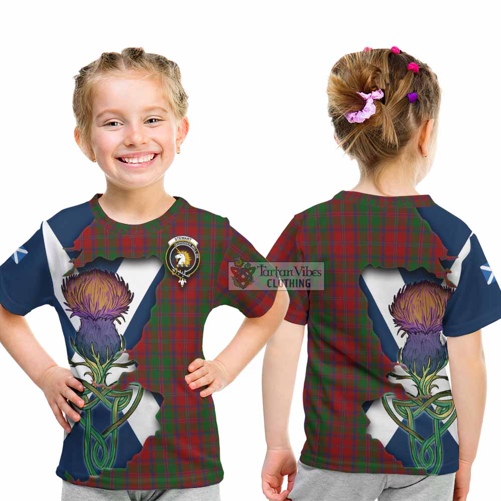 Tartan Vibes Clothing Stewart (Stuart) of Appin Tartan Family Crest Kid T-Shirt Scottish Thistle Celtic Inspired