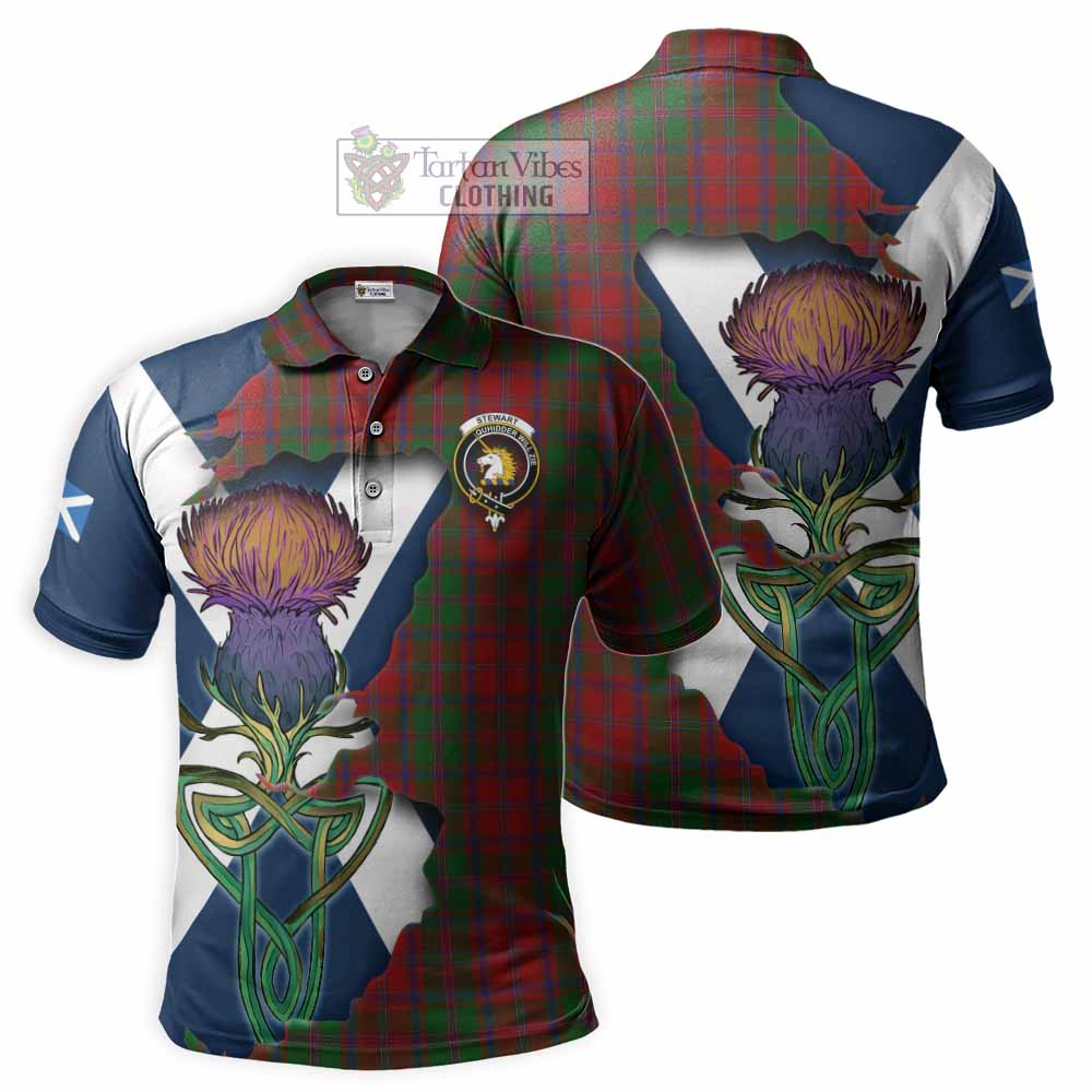 Tartan Vibes Clothing Stewart (Stuart) of Appin Tartan Family Crest Polo Shirt Scottish Thistle Celtic Inspired
