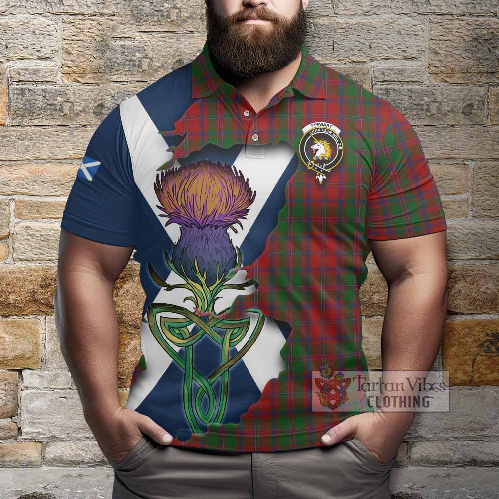 Tartan Vibes Clothing Stewart (Stuart) of Appin Tartan Family Crest Polo Shirt Scottish Thistle Celtic Inspired