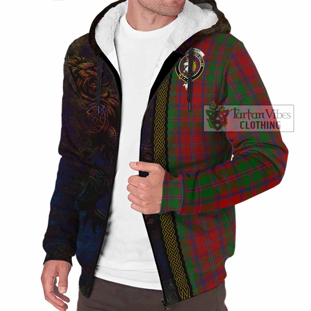Tartan Vibes Clothing Stewart (Stuart) of Appin Tartan Family Crest Sherpa Hoodie Alba Gu Brath Be Brave Lion Ancient Style