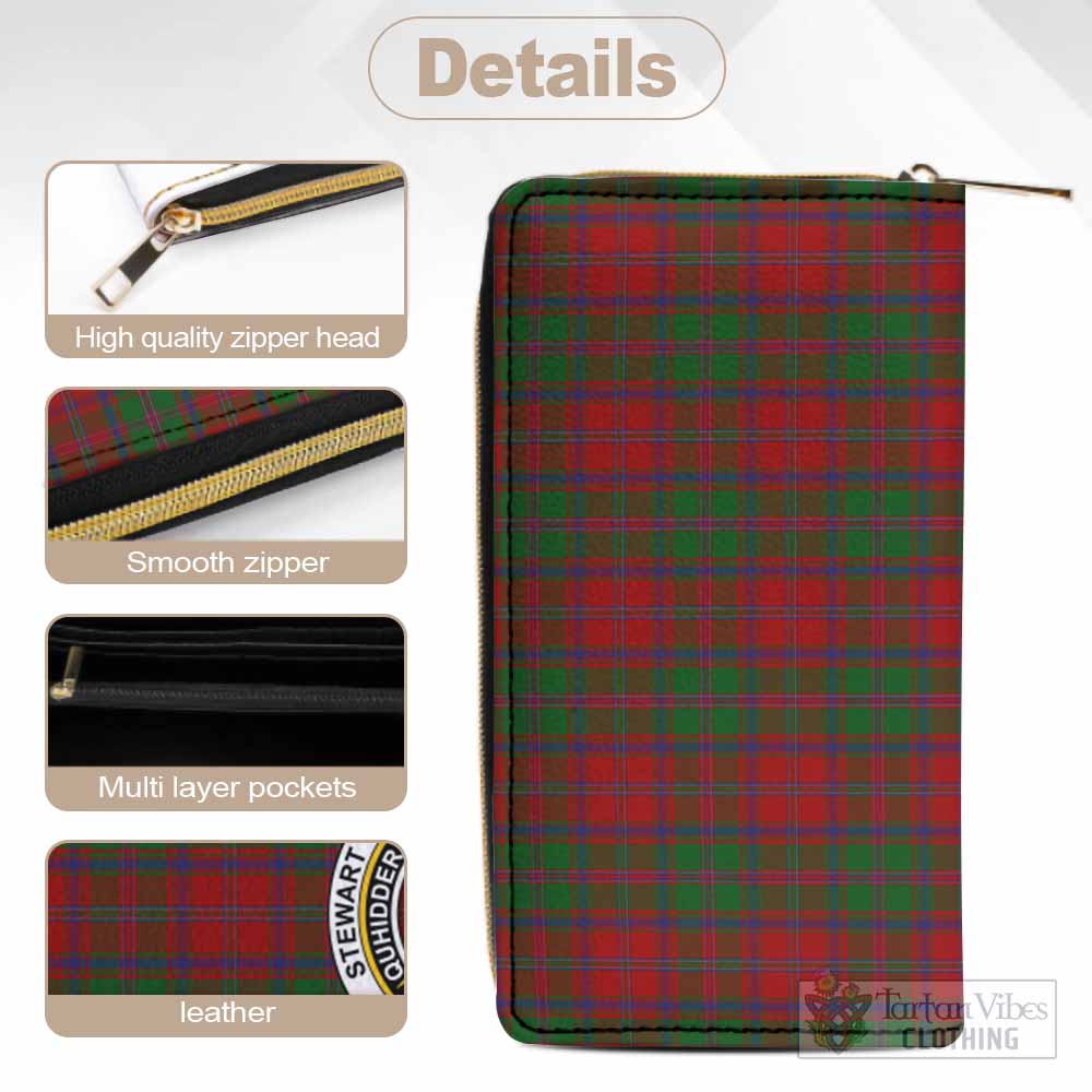 Tartan Vibes Clothing Stewart (Stuart) of Appin Tartan Women's Leather Wallet with Family Crest