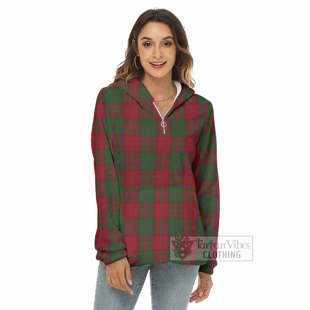 Tartan Vibes Clothing Stewart (Stuart) of Appin Tartan Women's Borg  Half Zip Fleece Hoodie