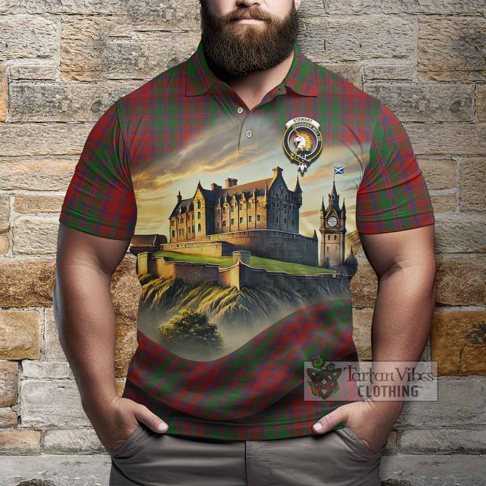 Tartan Vibes Clothing Stewart (Stuart) of Appin Tartan Family Crest Polo Shirt with Scottish Ancient Castle Stype