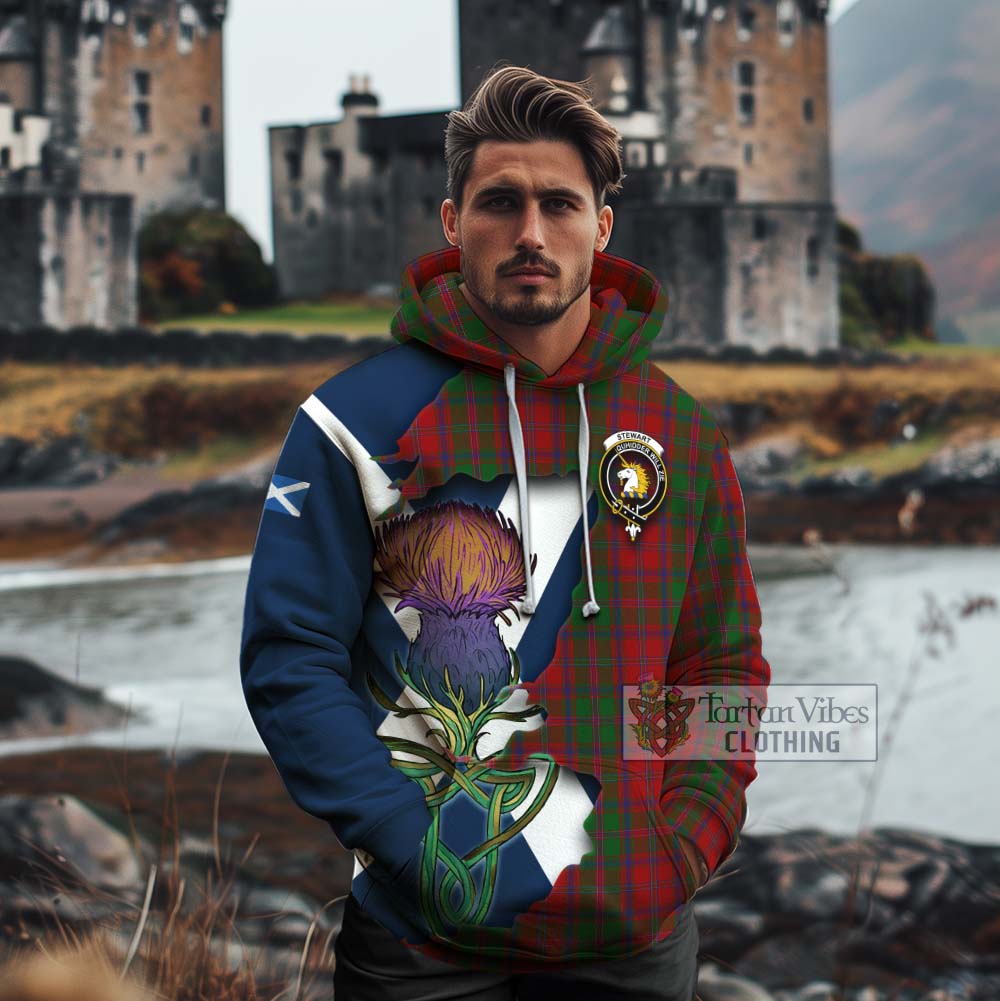 Tartan Vibes Clothing Stewart (Stuart) of Appin Tartan Family Crest Cotton Hoodie Scottish Thistle Celtic Inspired