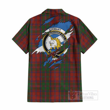 Stewart (Stuart) of Appin Clan Crest In Me Tartan Cotton Hawaiian Shirt Scotland Flag Style