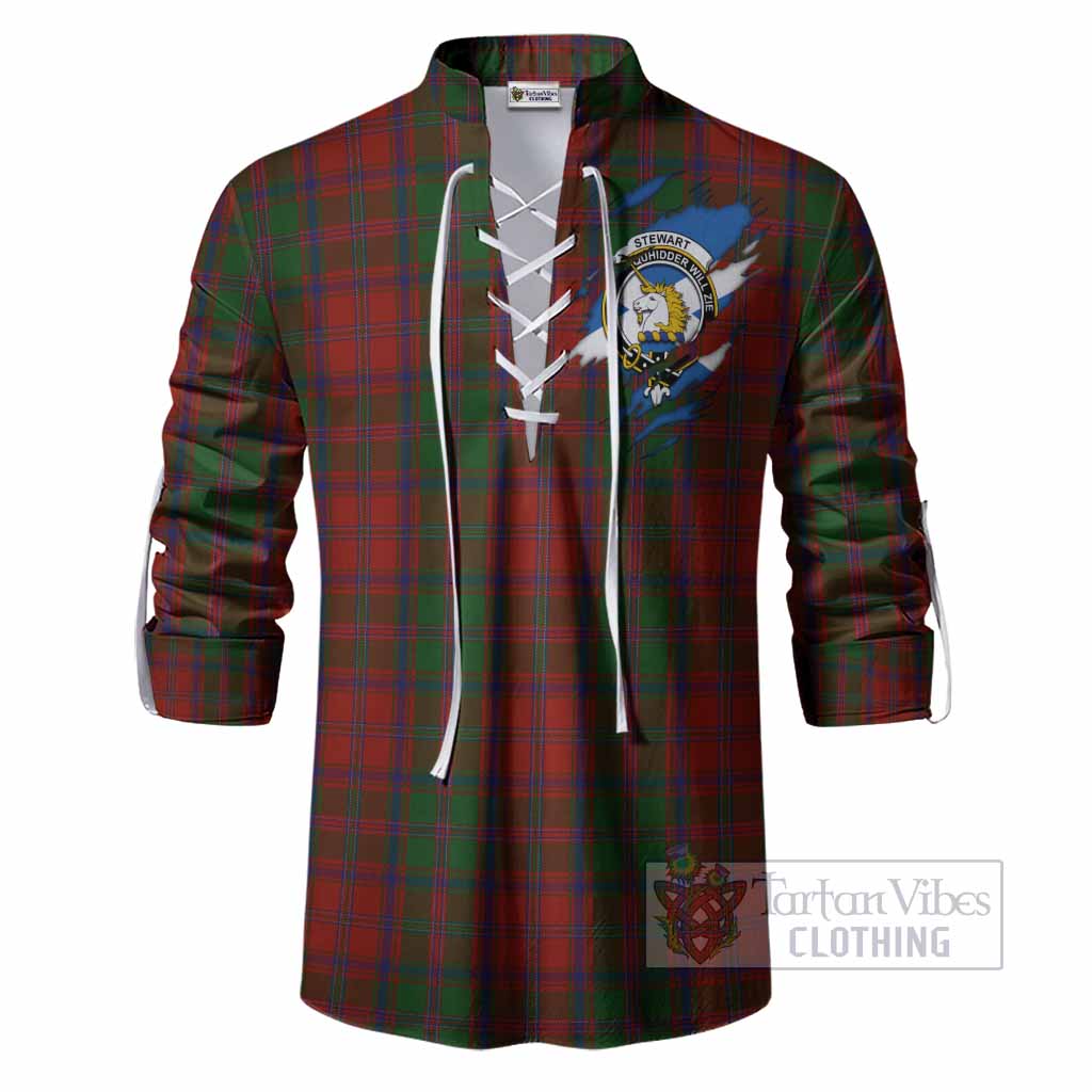 Stewart (Stuart) of Appin Clan Crest In Me Tartan Ghillie Shirt Scotland Flag Style