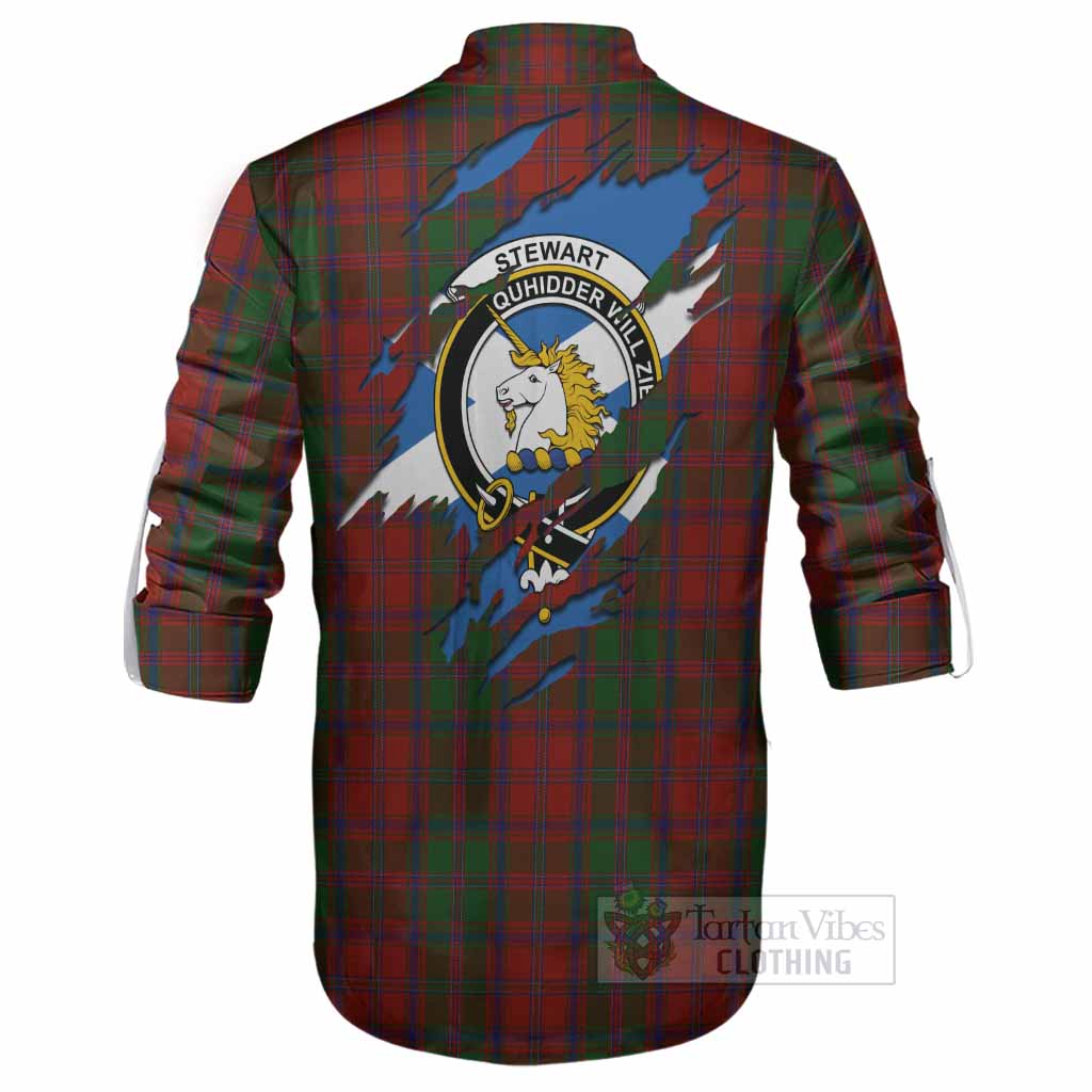 Stewart (Stuart) of Appin Clan Crest In Me Tartan Ghillie Shirt Scotland Flag Style