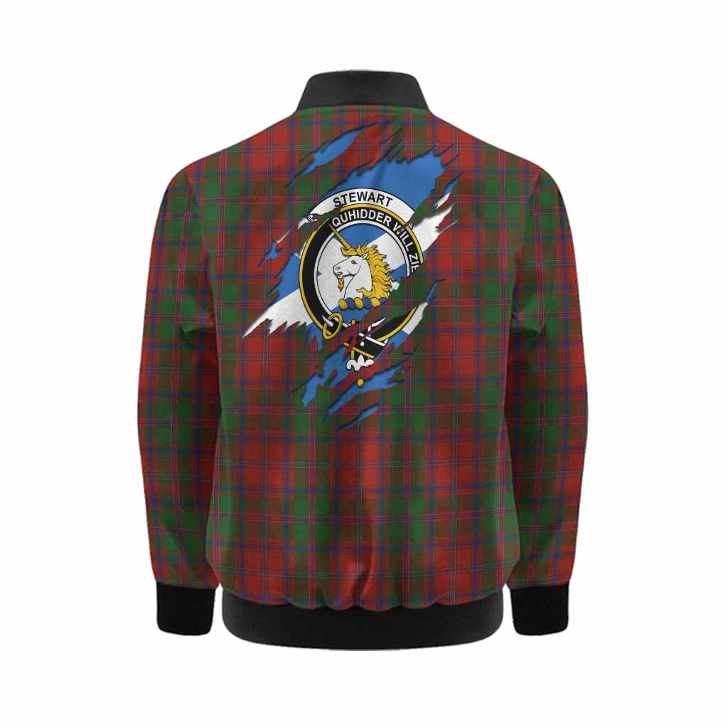 Stewart (Stuart) of Appin Clan Crest In Me Tartan Kid Bomber Jacket Scotland Flag Style