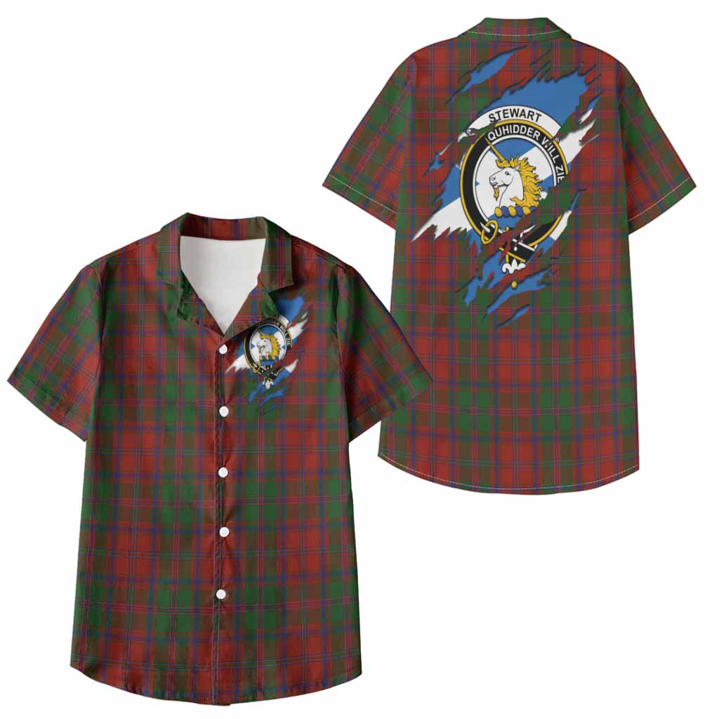 Stewart (Stuart) of Appin Clan Crest In Me Tartan Kid Hawaiian Shirt Scotland Flag Style