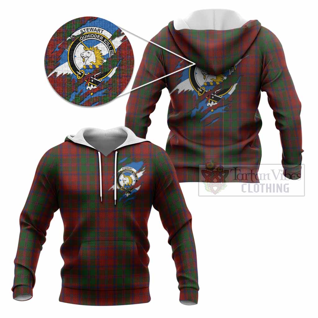 Stewart (Stuart) of Appin Clan Crest In Me Tartan Knitted Hoodie Scotland Flag Style