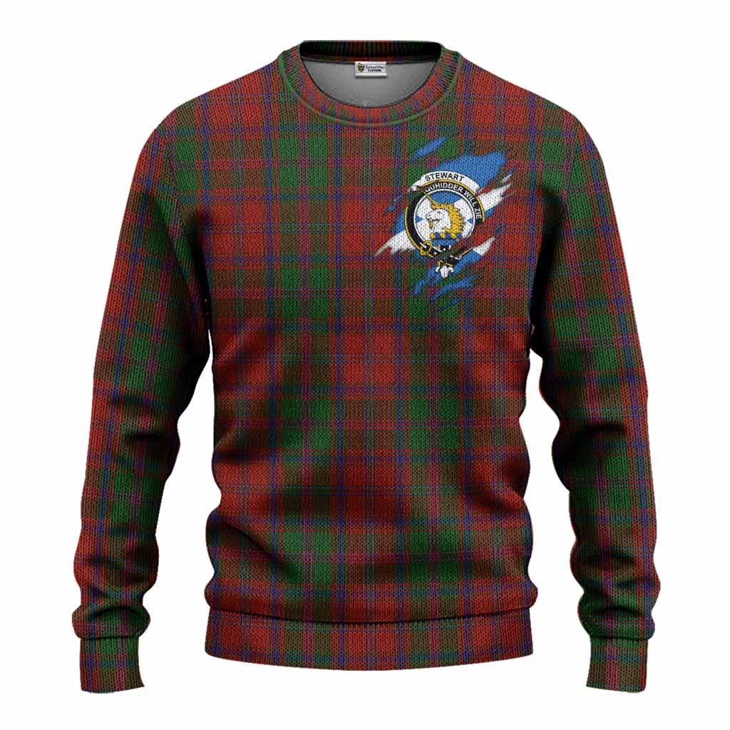 Stewart (Stuart) of Appin Clan Crest In Me Tartan Knitted Sweater Scotland Flag Style