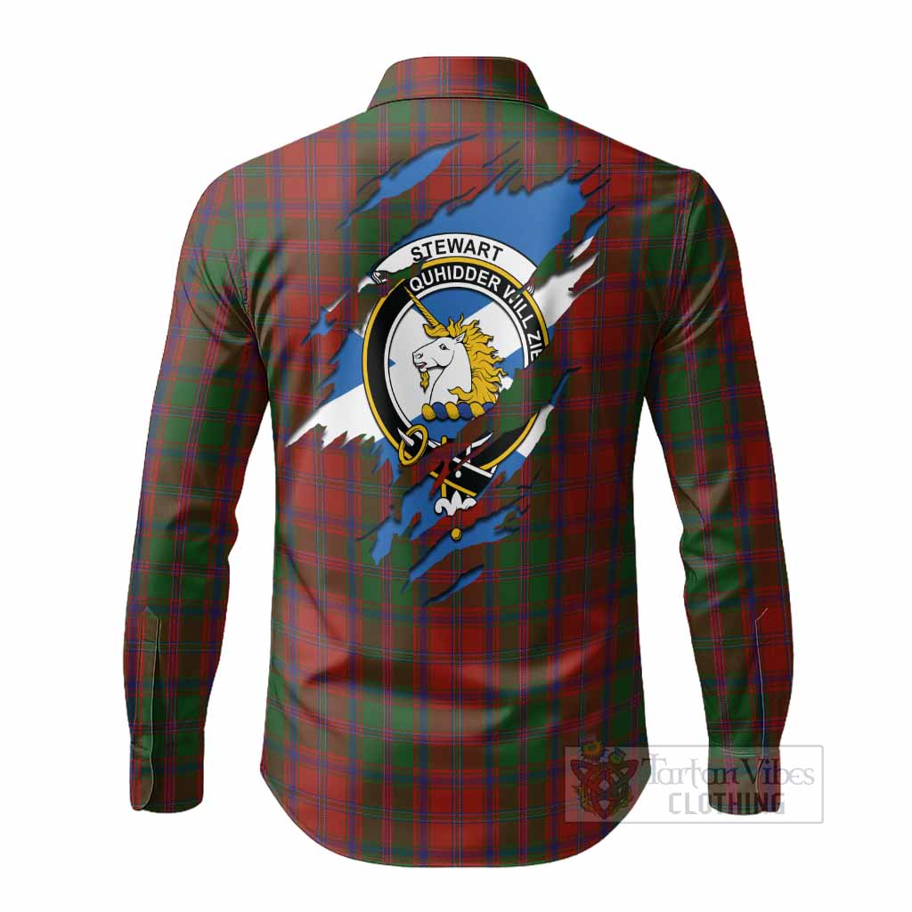 Stewart (Stuart) of Appin Clan Crest In Me Tartan Long Sleeve Button Shirts Scotland Flag Style