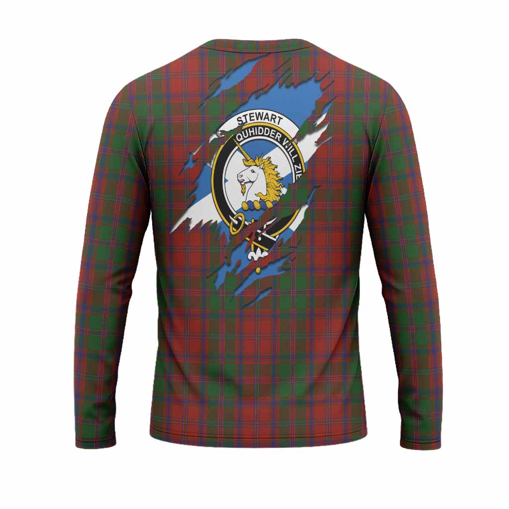 Stewart (Stuart) of Appin Clan Crest In Me Tartan Long Sleeve T-Shirt Scotland Flag Style