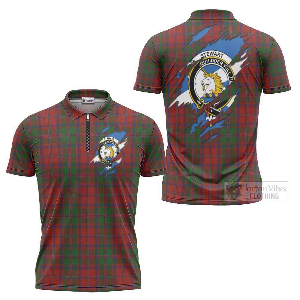 Stewart (Stuart) of Appin Clan Crest In Me Tartan Zipper Polo Shirt Scotland Flag Style