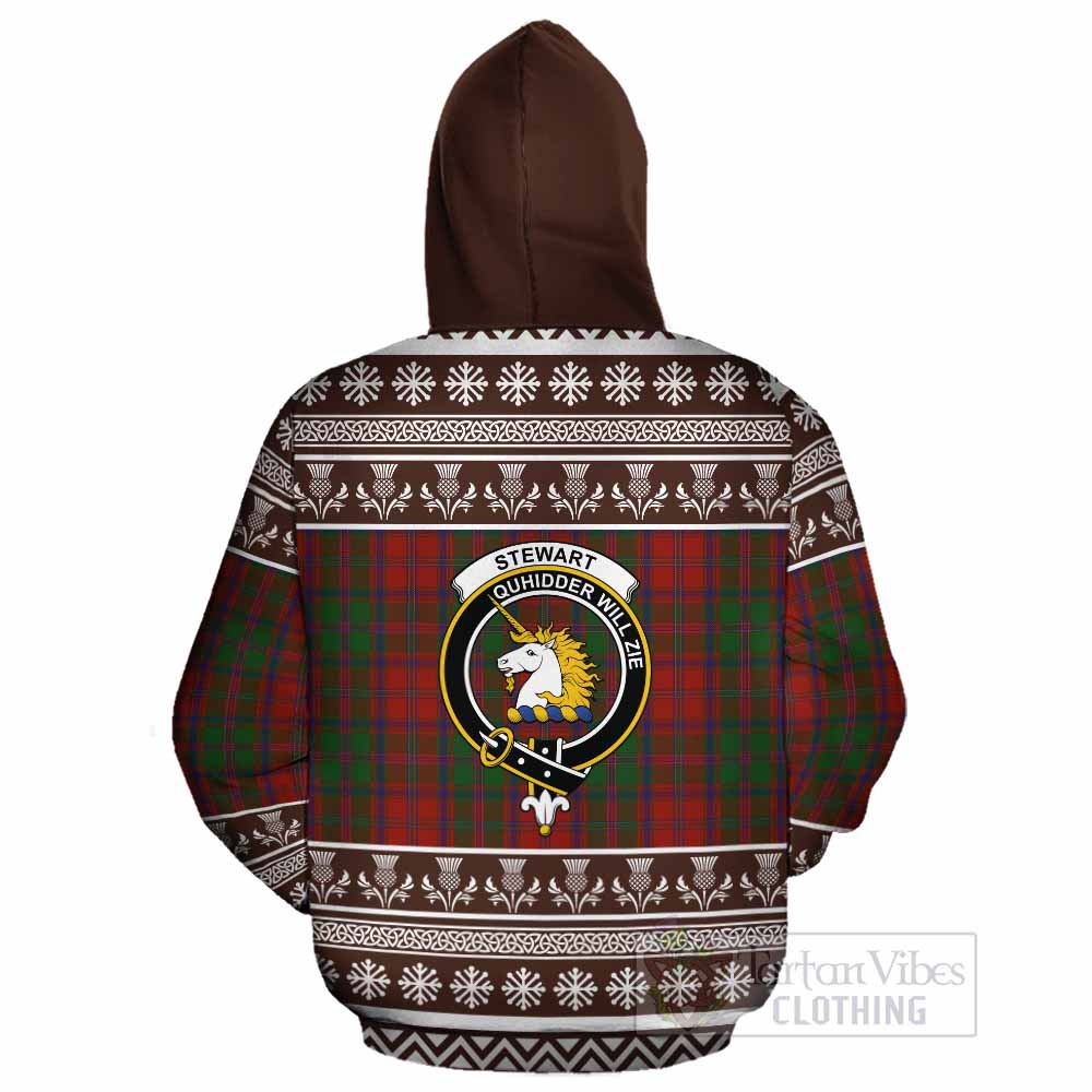Stewart (Stuart) of Appin Clan Tartan Christmas Cotton Hoodie with Family Crest - Tartan Vibes Clothing