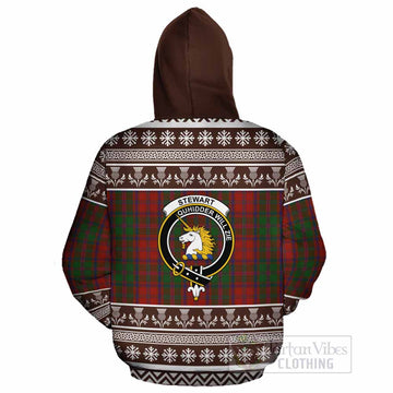 Stewart (Stuart) of Appin Clan Tartan Christmas Cotton Hoodie with Family Crest