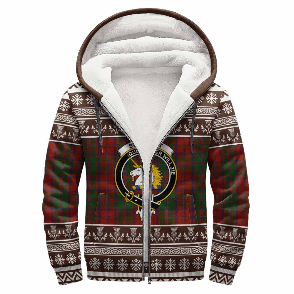 Stewart (Stuart) of Appin Clan Tartan Christmas Fleece Hoodie with Family Crest - Tartan Vibes Clothing
