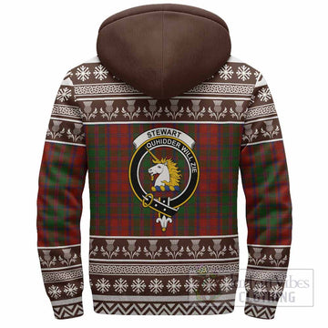 Stewart (Stuart) of Appin Clan Tartan Christmas Fleece Hoodie with Family Crest