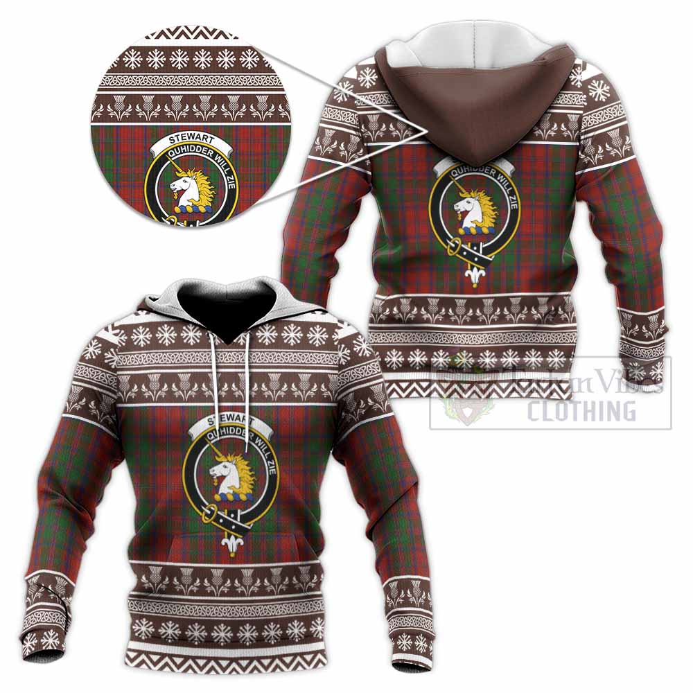 Stewart (Stuart) of Appin Clan Tartan Christmas Knitted Hoodie with Family Crest - Tartan Vibes Clothing