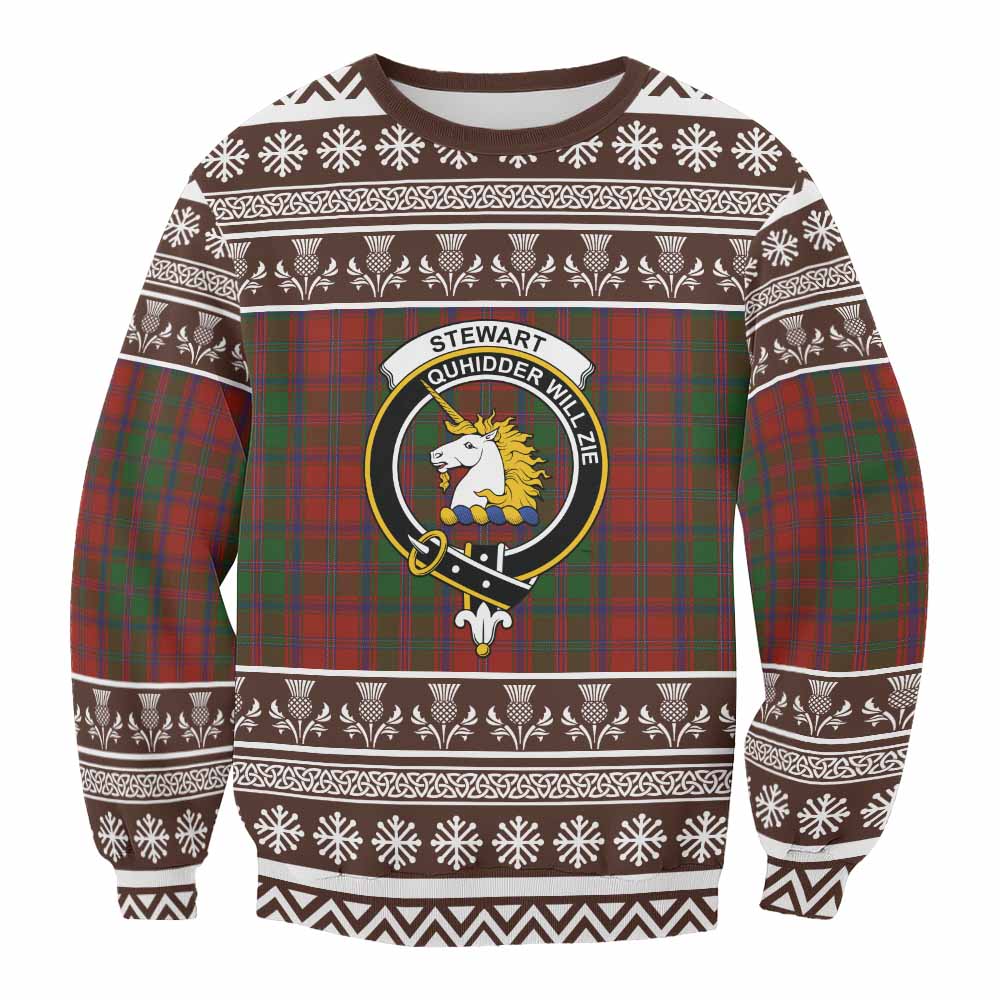 Stewart (Stuart) of Appin Clan Tartan Christmas Sweatshirt with Family Crest - Tartan Vibes Clothing
