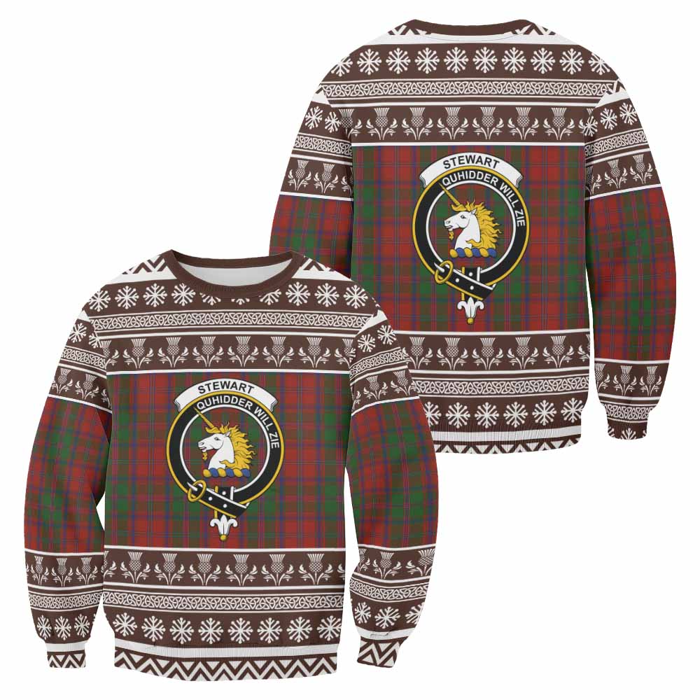 Stewart (Stuart) of Appin Clan Tartan Christmas Sweatshirt with Family Crest - Tartan Vibes Clothing