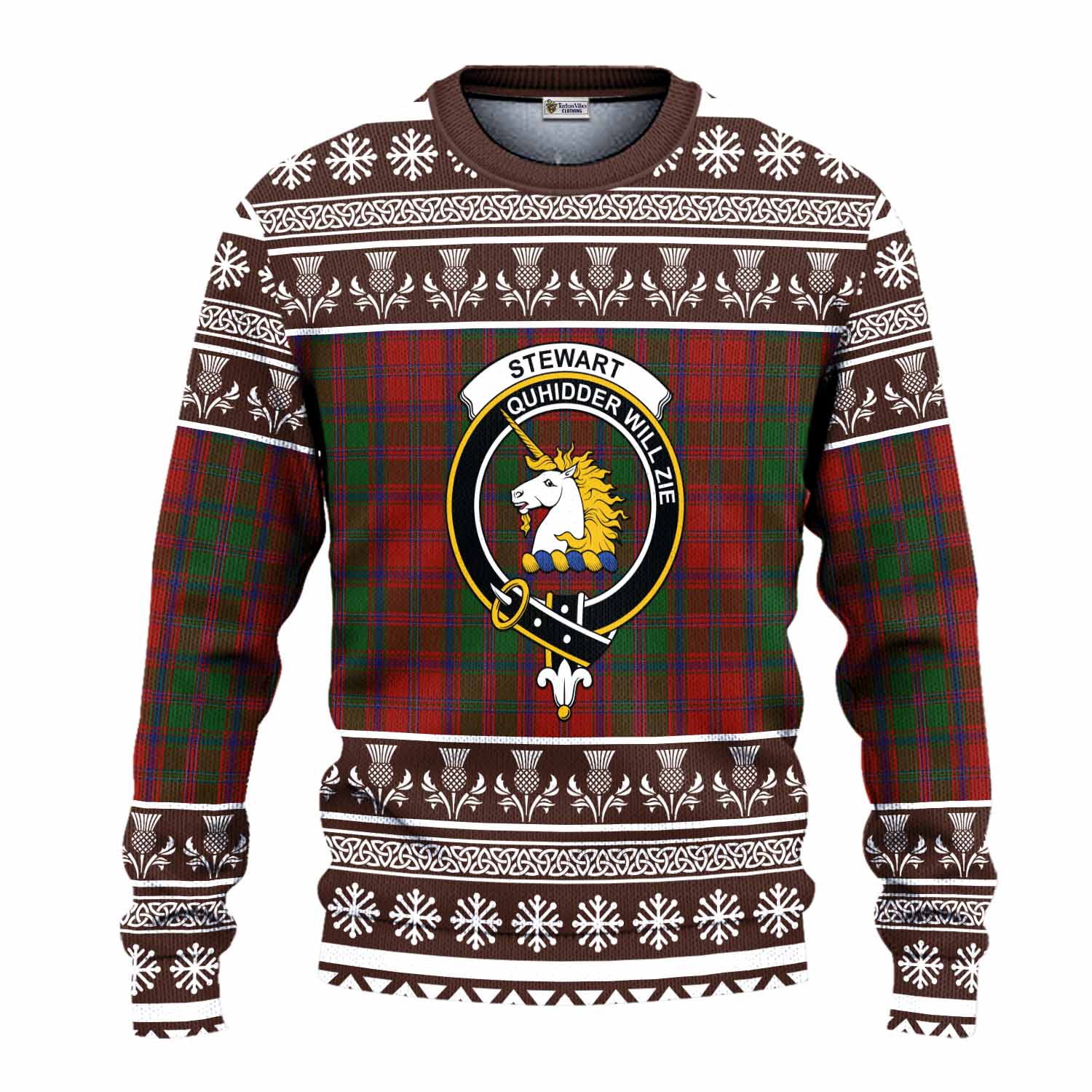 Stewart (Stuart) of Appin Clan Tartan Christmas Ugly Sweater with Family Crest - Tartan Vibes Clothing