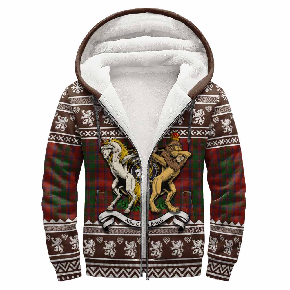 Stewart (Stuart) of Appin Clan Tartan Crest Christmas Fleece Hoodie Coat of Arms Funny Style - Tartan Vibes Clothing