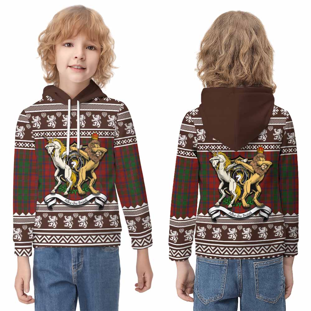 Stewart (Stuart) of Appin Clan Tartan Crest Christmas Kid Hoodie Coat of Arms Funny Style - Tartan Vibes Clothing