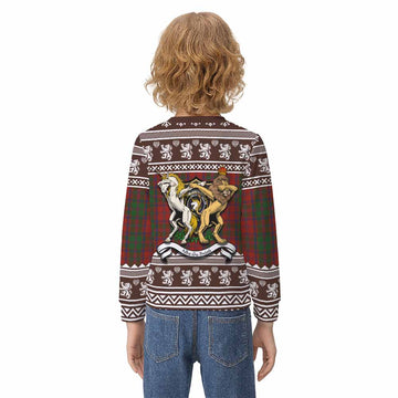Stewart (Stuart) of Appin Clan Tartan Crest Christmas Kid Ugly Sweatshirt Coat of Arms Funny Style - Tartan Vibes Clothing