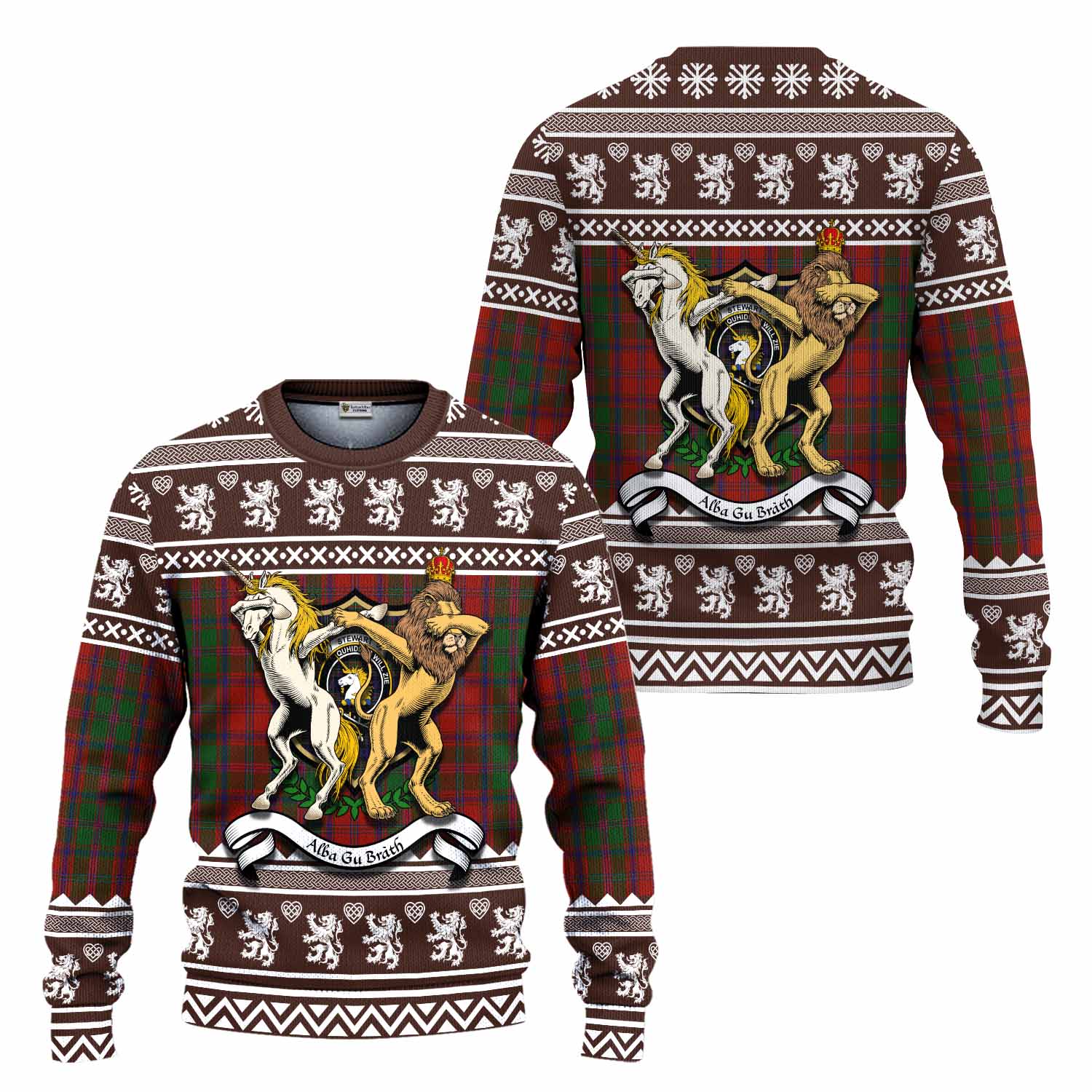 Stewart (Stuart) of Appin Clan Tartan Crest Christmas Ugly Sweater Coat of Arms Funny Style - Tartan Vibes Clothing