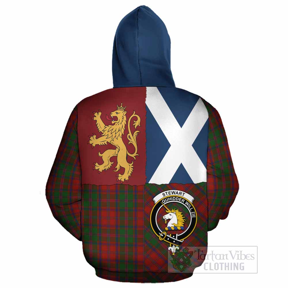 Stewart (Stuart) of Appin Crest Tartan Cotton Hoodie with Lion Rampant Saltire Style - Tartan Vibes Clothing
