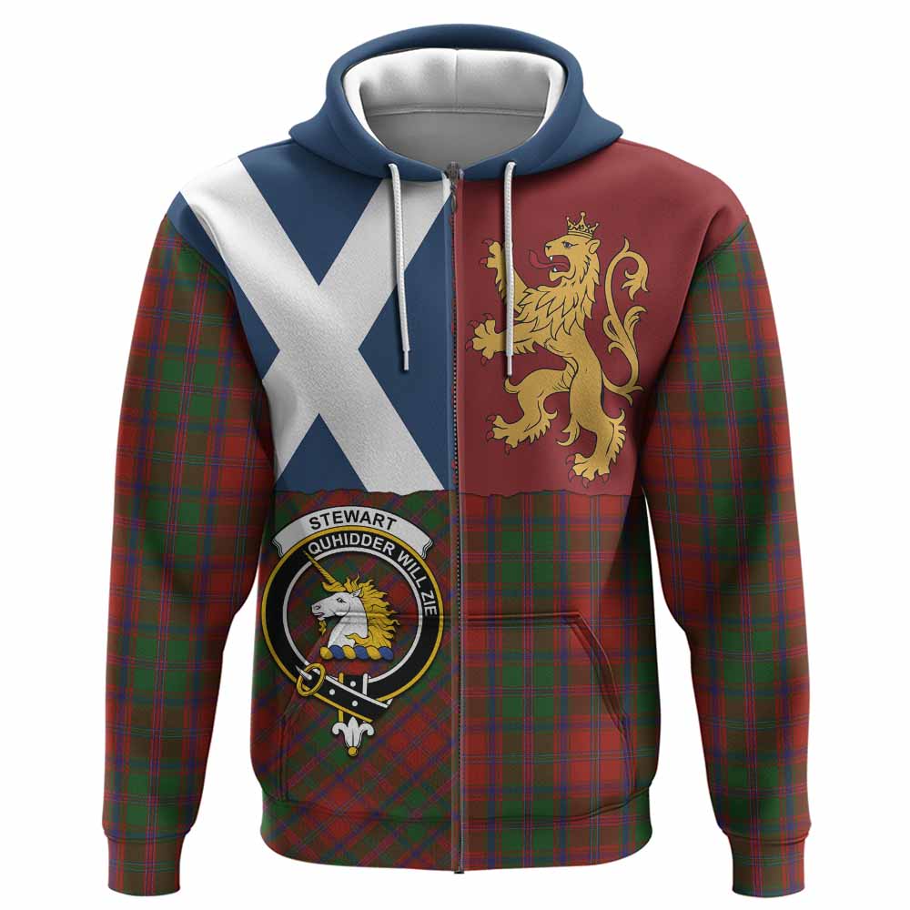 Stewart (Stuart) of Appin Crest Tartan Hoodie with Lion Rampant Saltire Style