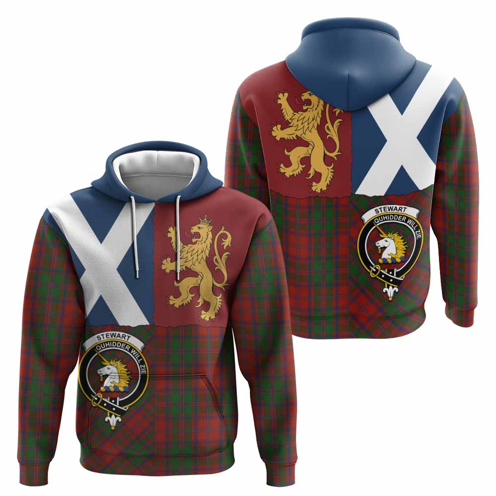 Stewart (Stuart) of Appin Crest Tartan Hoodie with Lion Rampant Saltire Style