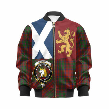 Stewart (Stuart) of Appin Crest Tartan Kid Bomber Jacket with Lion Rampant Saltire Style - Tartan Vibes Clothing