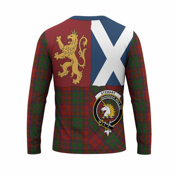 Stewart (Stuart) of Appin Crest Tartan Long Sleeve T-Shirt with Lion Rampant Saltire Style