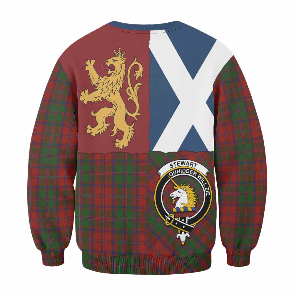Stewart (Stuart) of Appin Crest Tartan Sweatshirt with Lion Rampant Saltire Style