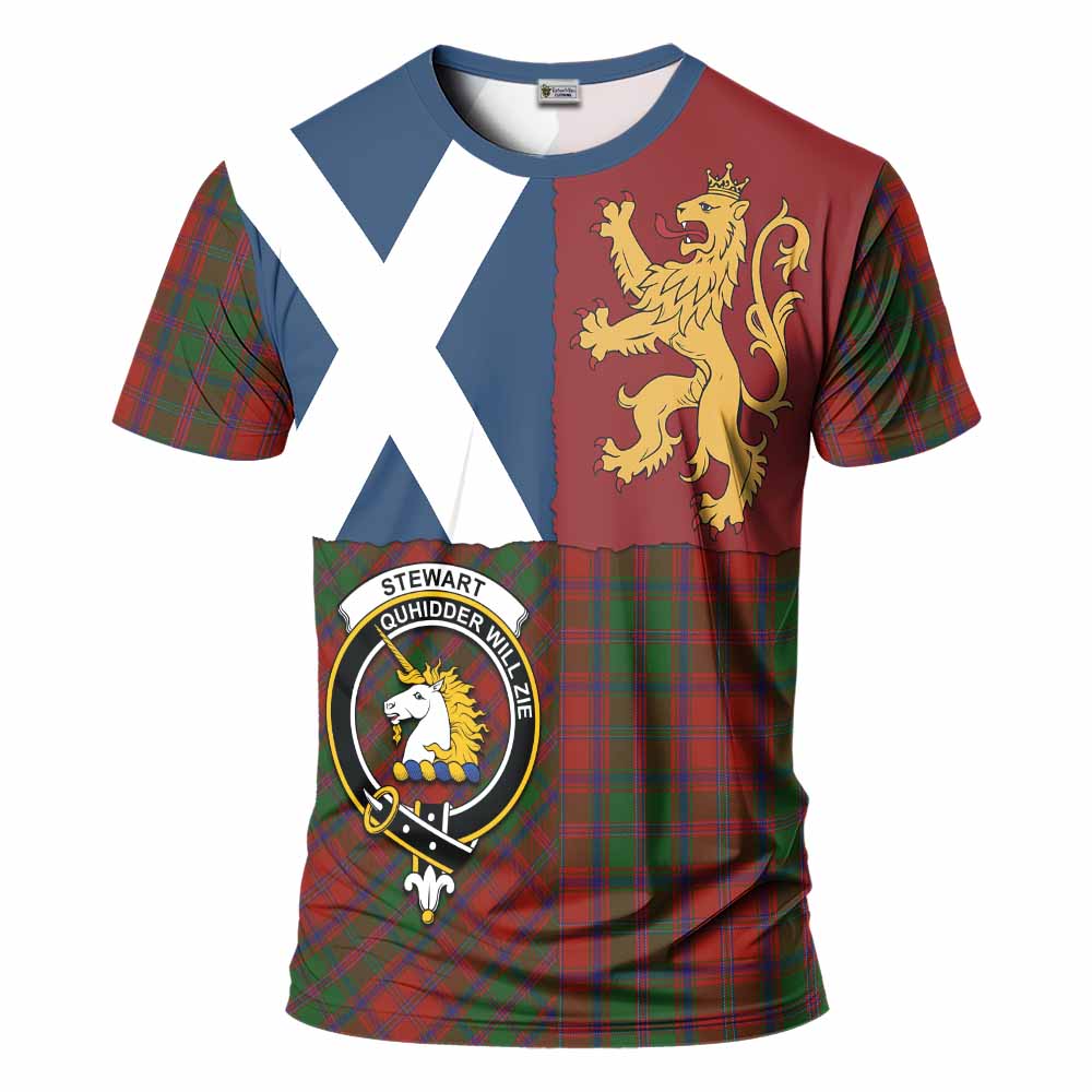Stewart (Stuart) of Appin Crest Tartan T-Shirt with Lion Rampant Saltire Style