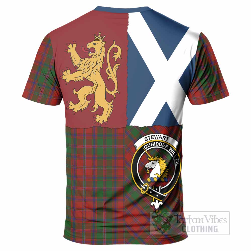 Stewart (Stuart) of Appin Crest Tartan T-Shirt with Lion Rampant Saltire Style
