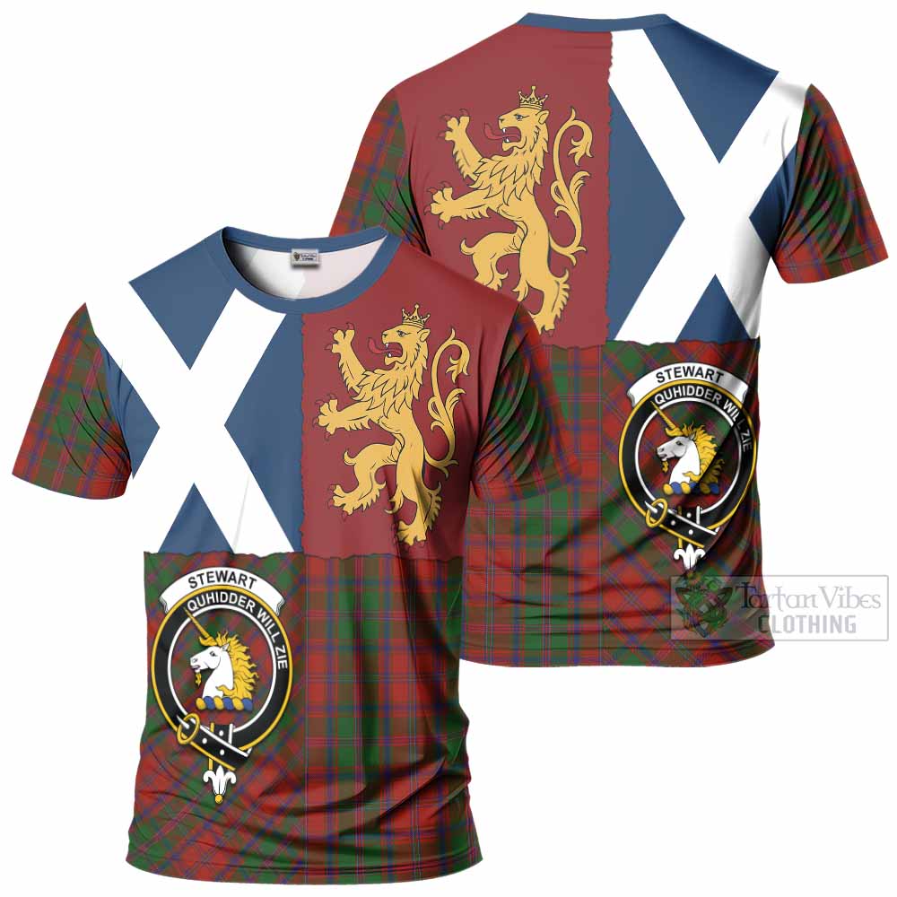 Stewart (Stuart) of Appin Crest Tartan T-Shirt with Lion Rampant Saltire Style
