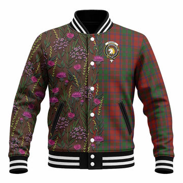 Stewart (Stuart) of Appin Family Crest Tartan Baseball Jacket Scottish Thistle Flower Pattern Half Style
