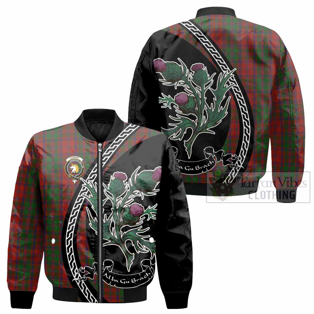 Stewart (Stuart) of Appin Family Crest Tartan Bomber Jacket Alba Thistle Inspired - Tartan Vibes Clothing