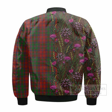 Stewart (Stuart) of Appin Family Crest Tartan Bomber Jacket Scottish Thistle Flower Pattern Half Style