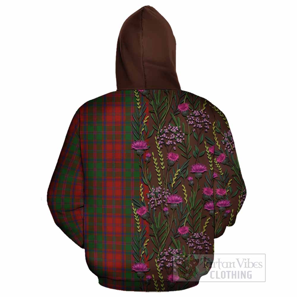 Stewart (Stuart) of Appin Family Crest Tartan Cotton Hoodie Scottish Thistle Flower Pattern Half Style - Tartan Vibes Clothing
